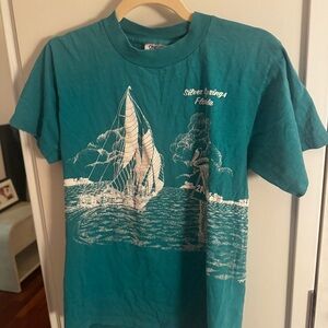 VINTAGE silver springs Florida turquoise sailing shirt